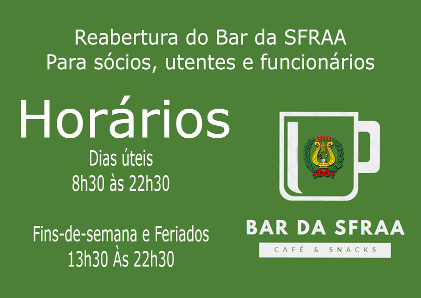 Reabertura do Bar da SFRAA – 9 de Setembro 2019